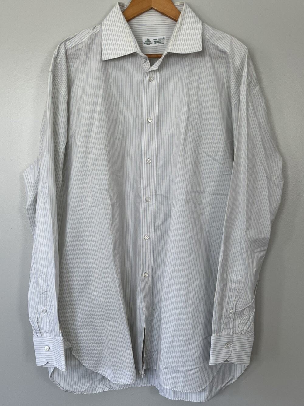 Borrelli Napoli Men’s 17.5/44 Striped Dress Shirt Made in Italy Bergdorf Goodman